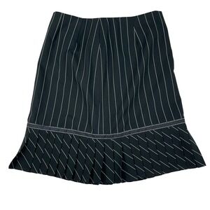 NYGARD Pinstripe Skirt Petite 4 Pleated Hem Y2K Office Career Old Money Chic